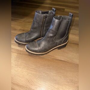 Stonewash Ankle Boots with Side Zipper